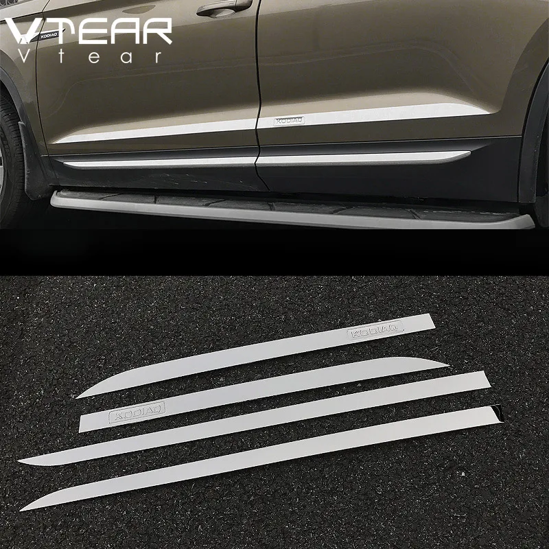 Vtear для Skoda Kodiaq шкода кодиак стильный корпус автомобильной двери защитный молдинг двери на шкода боковая защитная накладка, аксессуары из нержавеющей стали, украшение от потертостей