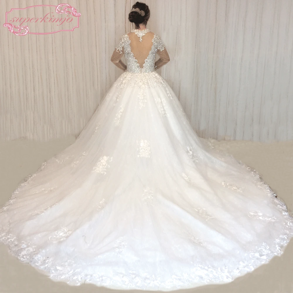 SuperKimJo Vestido De Noiva 2018 настоящие фото свадебные платья со стразами роскошный длинный