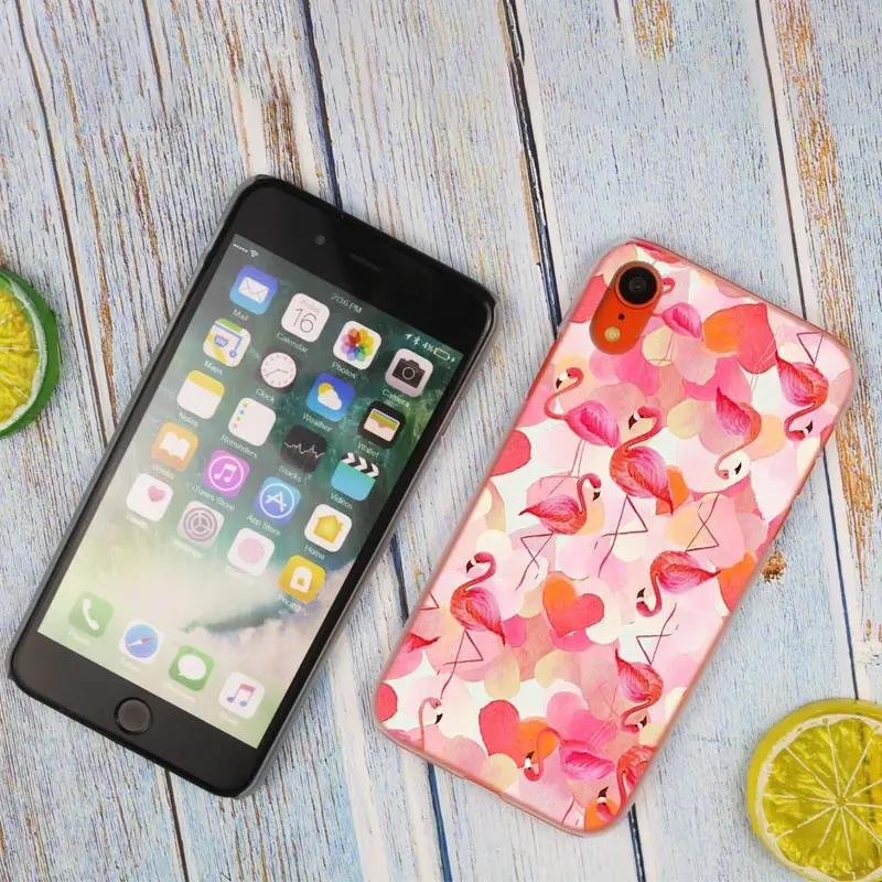 Модный прозрачный жесткий чехол my pink Flamingo для iPhone X XS Max XR 8 7 6 6s Plus 5 SE 5C 4 4S |