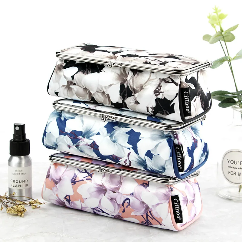 

2018 New Arrival Women Pretty Makeup Bag with Mirror Luxury Cosmetic Bag Simple Makeup Organizer Toolbox Brush Storage Case
