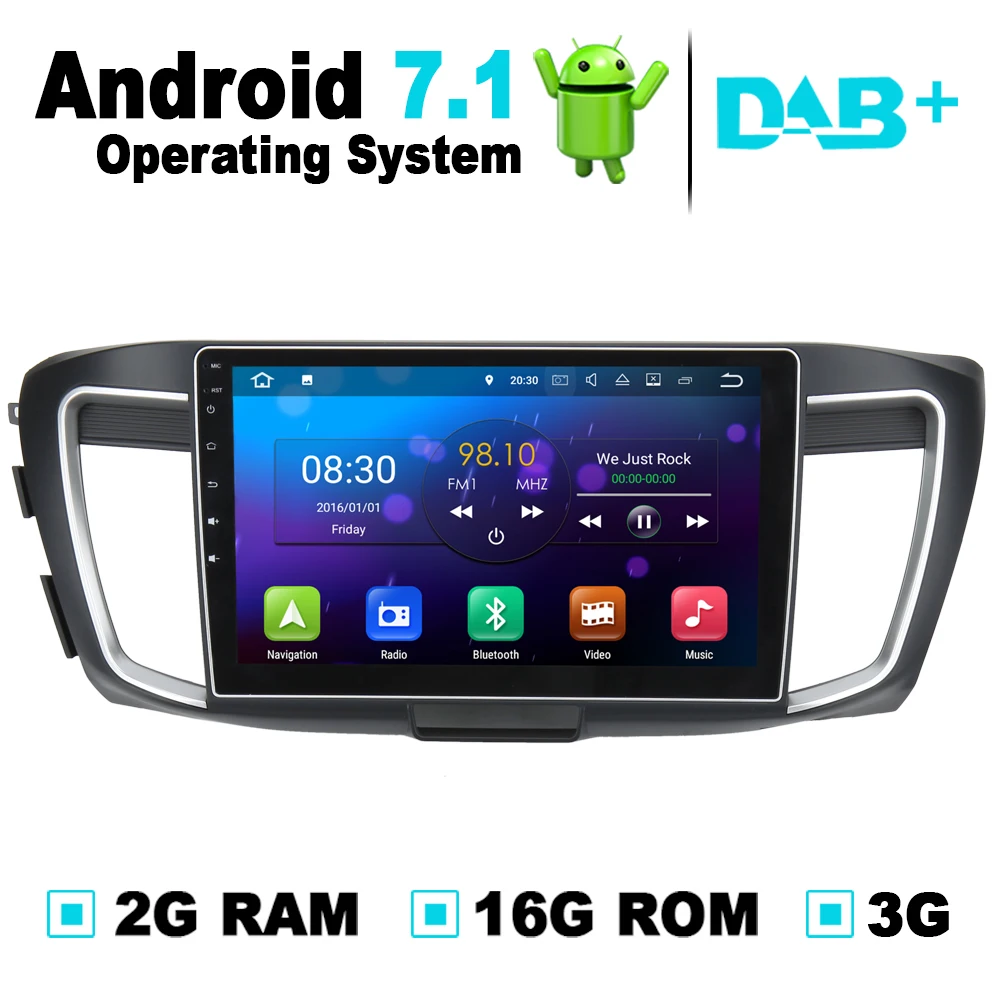 

Android 7.1 System 2G RAM Car DVD GPS Navigation System Stereo Media Auto Radio Video Audio for Honda Accord 2013 2014 2015
