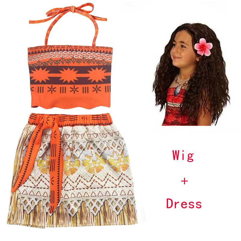 2018 Summer Moana Dress for girls Vaiana Princess Dresses Kids Party Cosplay Costumes With Wig Children Clothing clothes | Детская