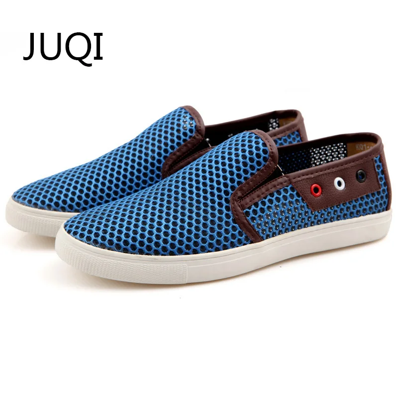 JUQI 2018 Men'S Casual Shoes Men Shoe For Mesh Breathable Loafers Summer And Autumn Patchwork Light Rubber Mocassin Homme | Обувь