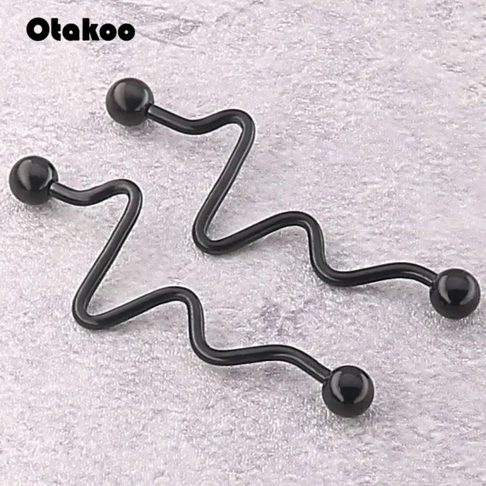 Otakoo хирургические стальные витые спиральные промышленные серьги для пирсинга