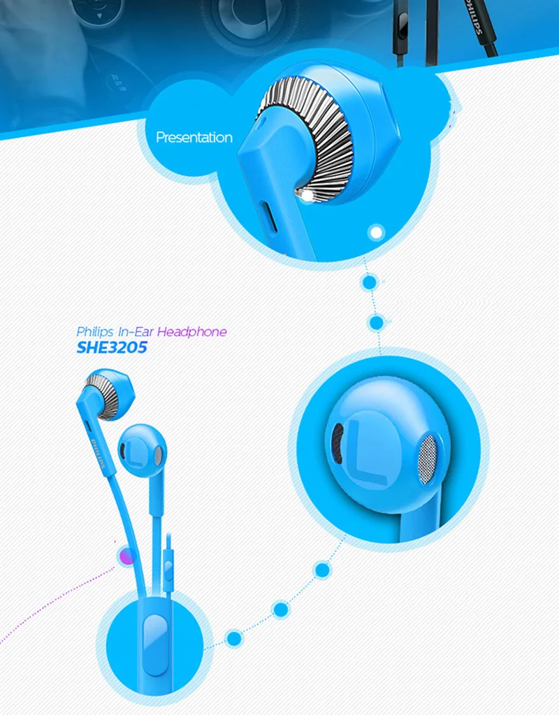 Оригинальные Проводные Наушники Philips SHE3205, высококачественные звуковые наушники с микрофоном для компьютера, поддержка Xiaomi, официальный тест