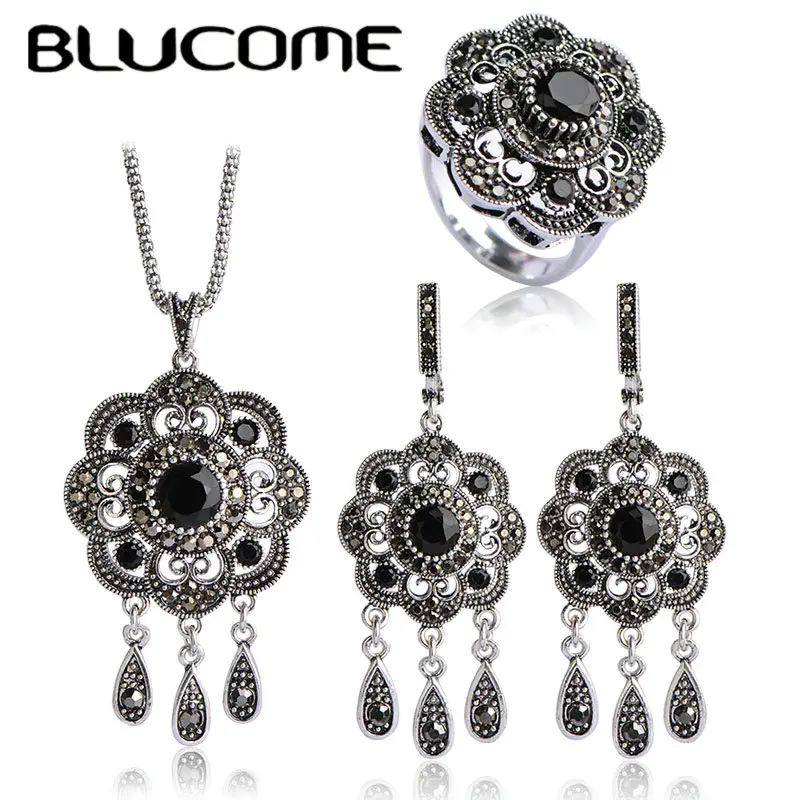 Женский комплект украшений Blucome красные акриловые сережки с круглой подвеской в