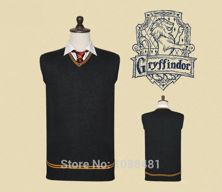 Gryffindor Slytherin Ravenclaw Hufflepuff свитер в стиле Гарри Поттера с галстуком жилет черный Универсальный повседневная одежда для косплея костюмы