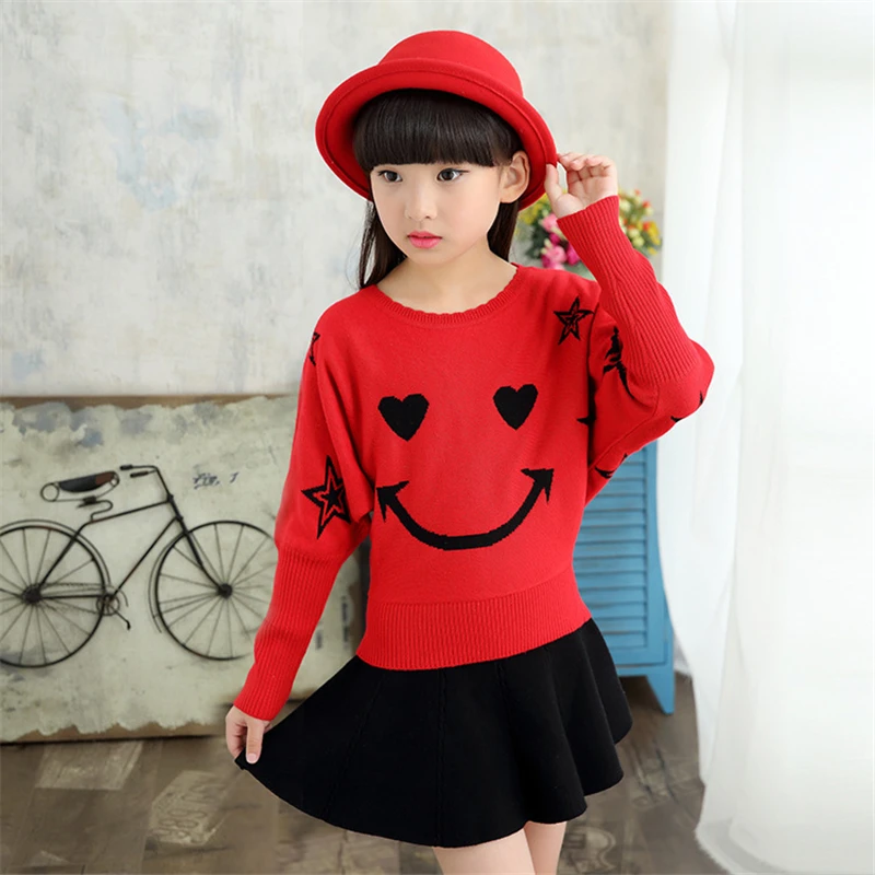 Детский свитер 2019 Зимний новый для девочек хлопковая одежда с круглым вырезом и