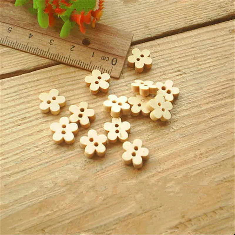 11 мм Симпатичные сливовые цветы бежевые деревянные пуговицы милые ручной работы