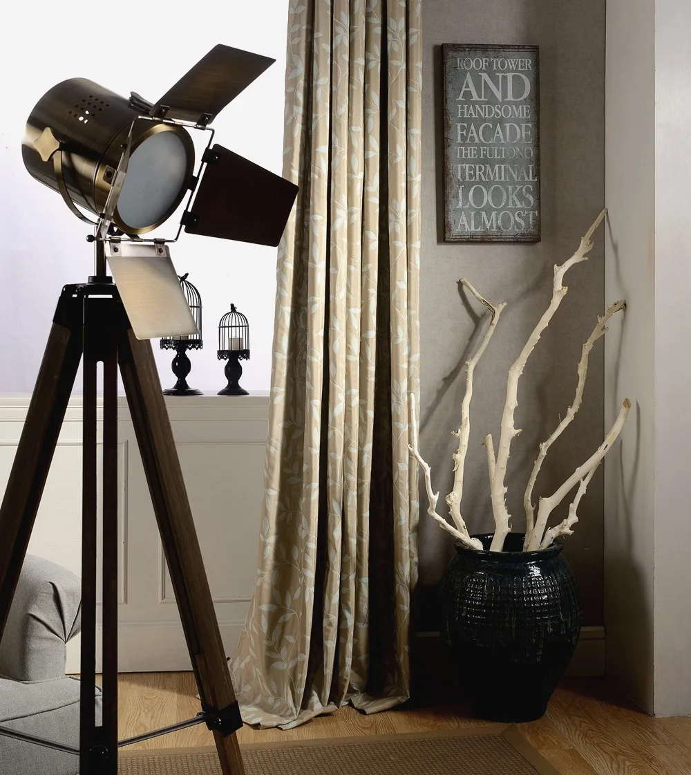 Двойная жаккардовая занавеска кофейно синяя оконная Цветочная s образные