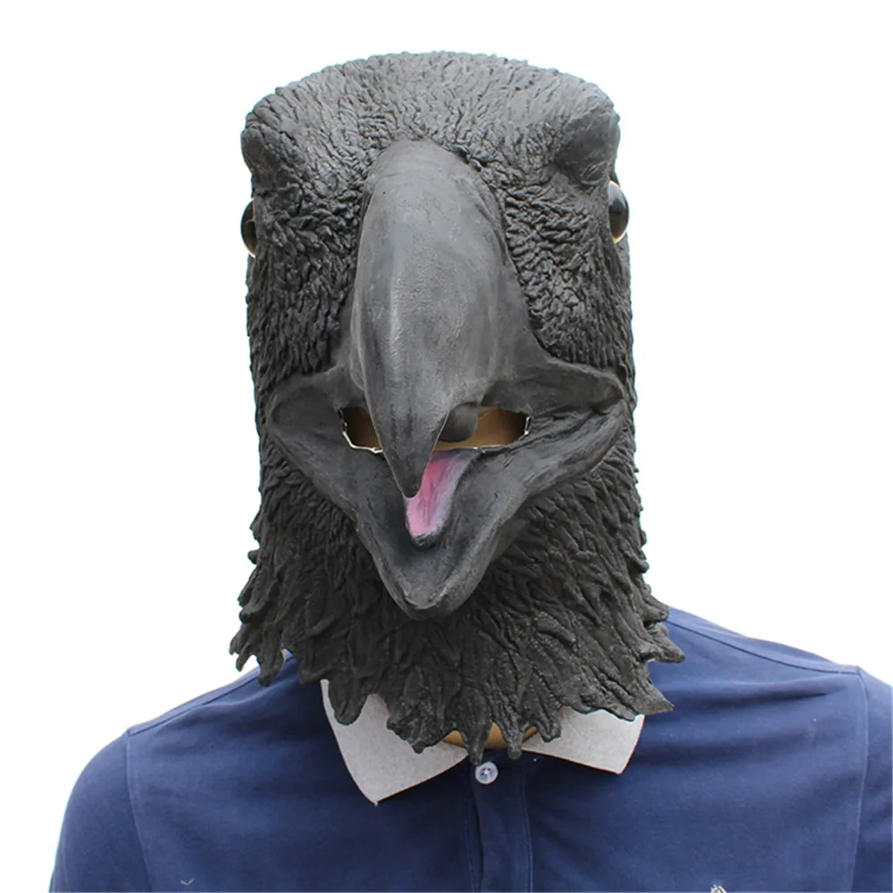2018 Хэллоуин Забавный Орел латекс маска &quotястребов&quot Глава взрослых Черный