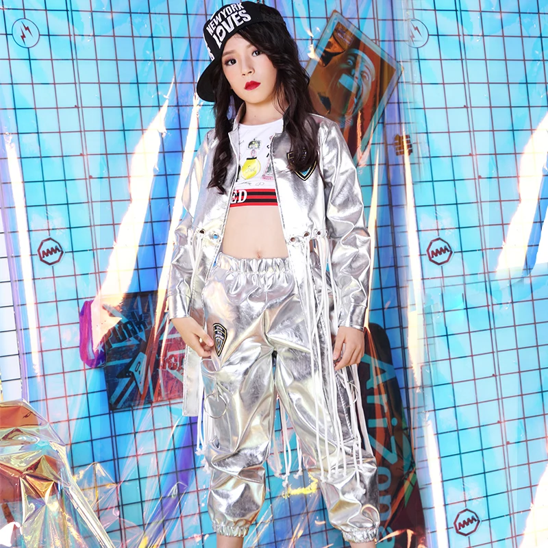 Новое поступление костюм для джаза девочек серебристая детская сценическая