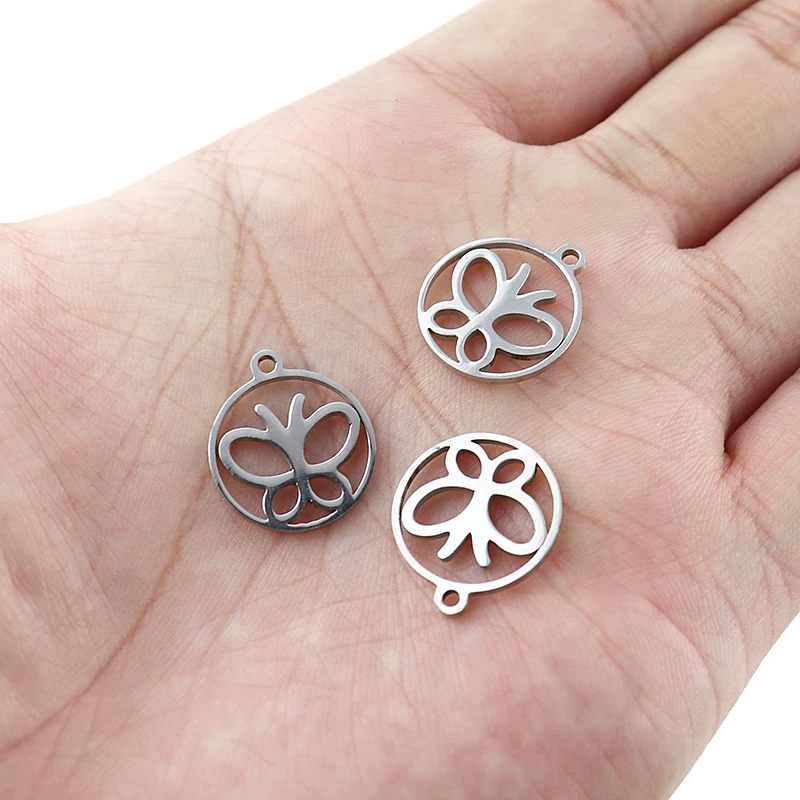 Подвески Semitree в виде бабочек из нержавеющей стали 10 шт.|Шармы| |