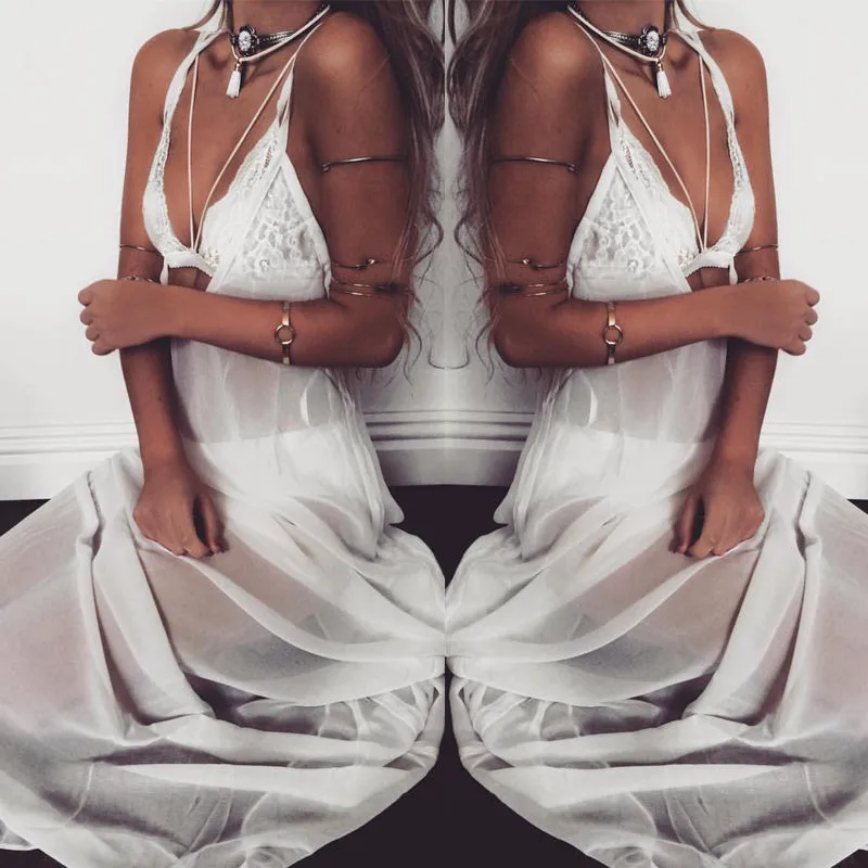 Женское мини платье без рукавов белое кружевное пляжное туника 2017|feminino|feminino