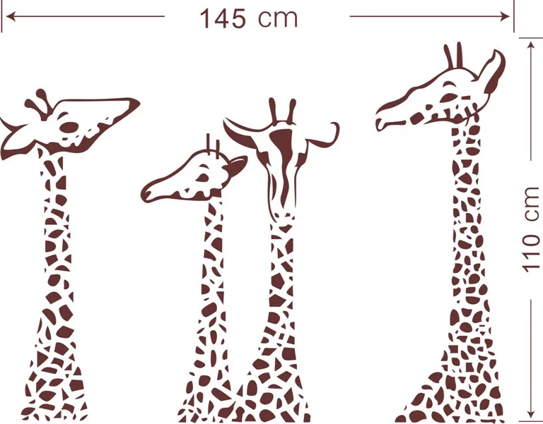 Large 110x145 Giraffes Family Removable Wall Stickers Kids Nusey Bedroom Sofa background Wall Decals Art Mural adesivo ES-19