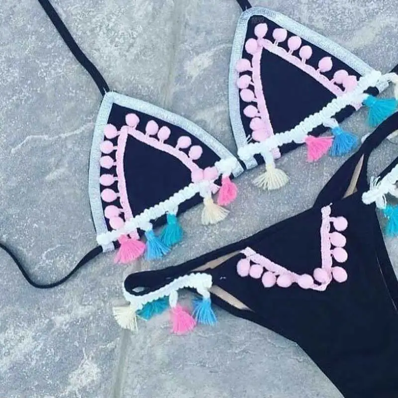 2018 черный бразильские стринги бикини набор сексуальное купальник комплект из