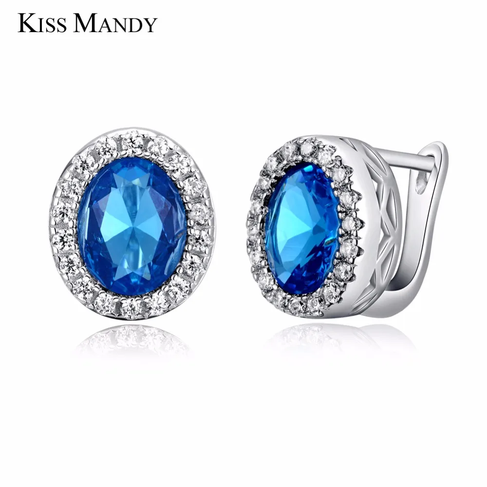 Женские серьги гвоздики с фианитом KISS MADNY свадебные 3 каратами Подарок на