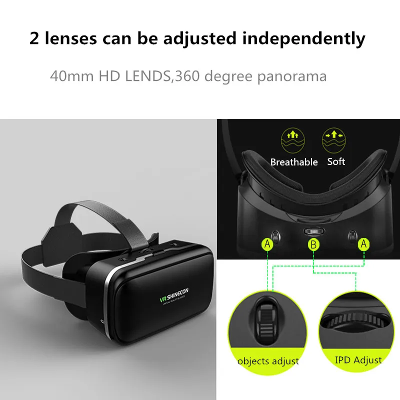 Все новые очки виртуальной реальности Shinecon G04 6 0 VR 3D видео шлем 3d коробка vr для