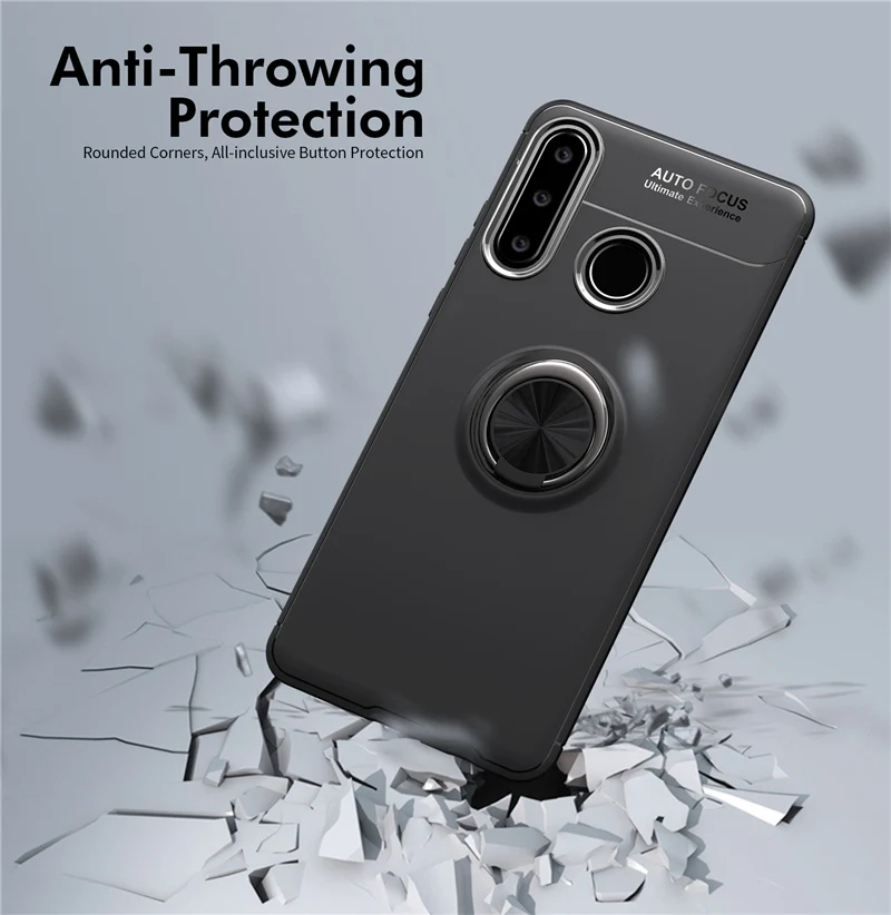 Чехол подставка с магнитным кольцом для OPPO Realme 3 силиконовая Мягкая задняя крышка