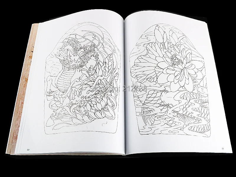1 шт. А4 Размер тату Flsh книга Hannya Череп Призрак Будда Цветок Дракон картина