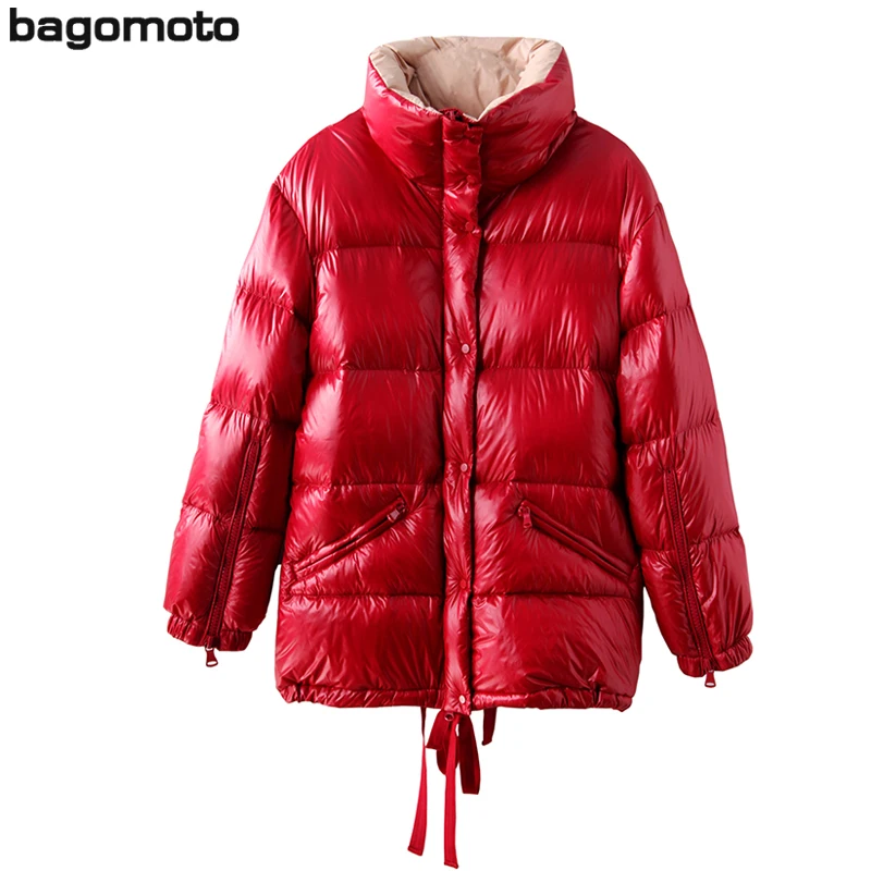 Женская куртка пуховик Bagomoto теплая из хлопка зимняя верхняя одежда большого
