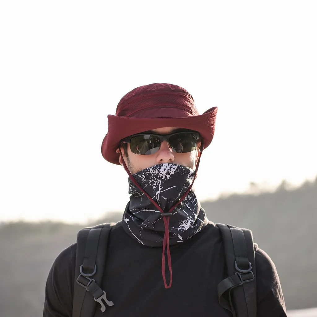 

Hats Fashion Mans Summer Outdoor Sun Hat Protection Solid Polyester Fishing Bucket Mesh Boonie Hat Dropship