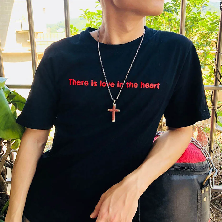 Relodi титановая сталь Грушевый цвет деревянный крест подвеска ожерелье мужские