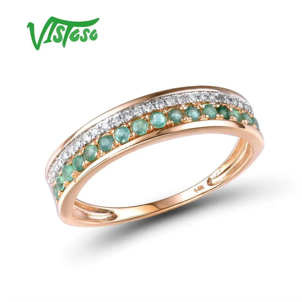 VISTOSO 14 K кольца из розового золота для Леди Подлинная блестящая Бриллиантовая