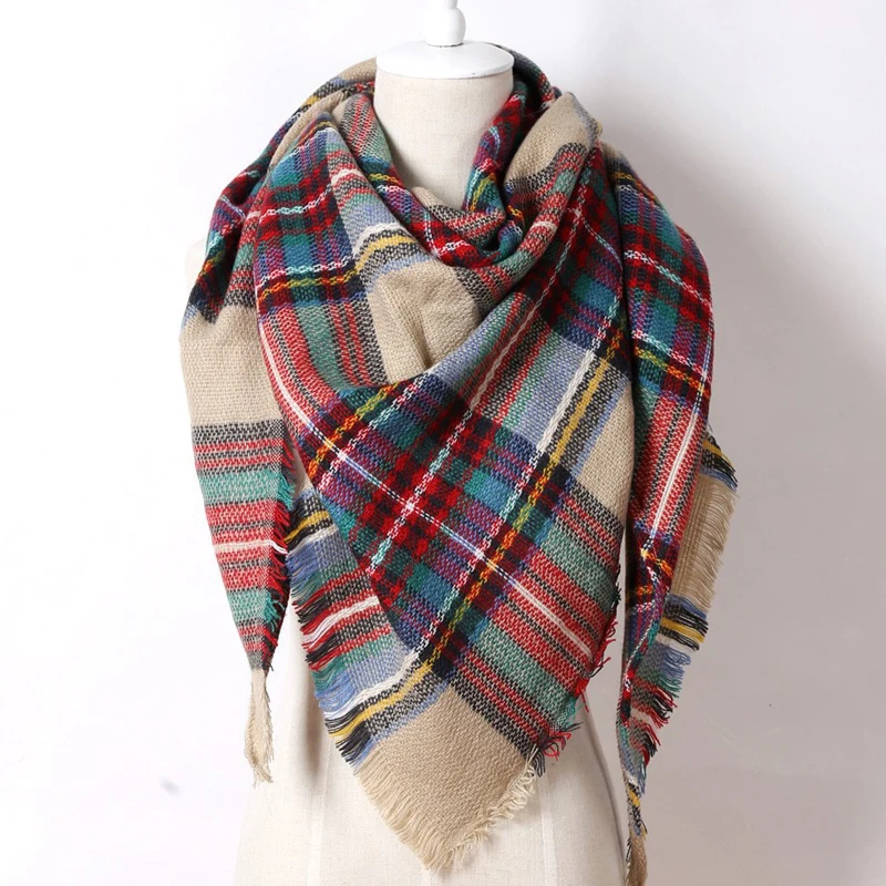 Winter Scarf 2016 Brand triangle Tartan Cashmere Women Wool Plaid Blanket Pashmina Wrap Shawls and Scarves Hijab |