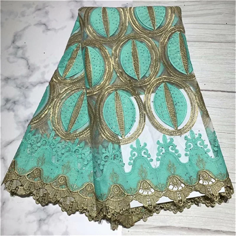 

2019 Latest French Guipure Lace Material High Quality Net African Lace Fabrics With Stones For Nigerian Tulle Lace Fabric 5 Yard