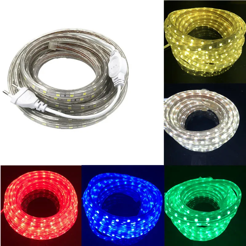 SMD 5050 AC220V Светодиодная лента гибкий свет 60 светодиодов/м водонепроницаемая