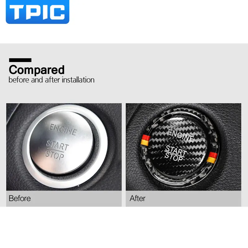 TPIC наклейка на кнопку зажигания из углеродного волокна для автомобилей Mercedes Benz C E