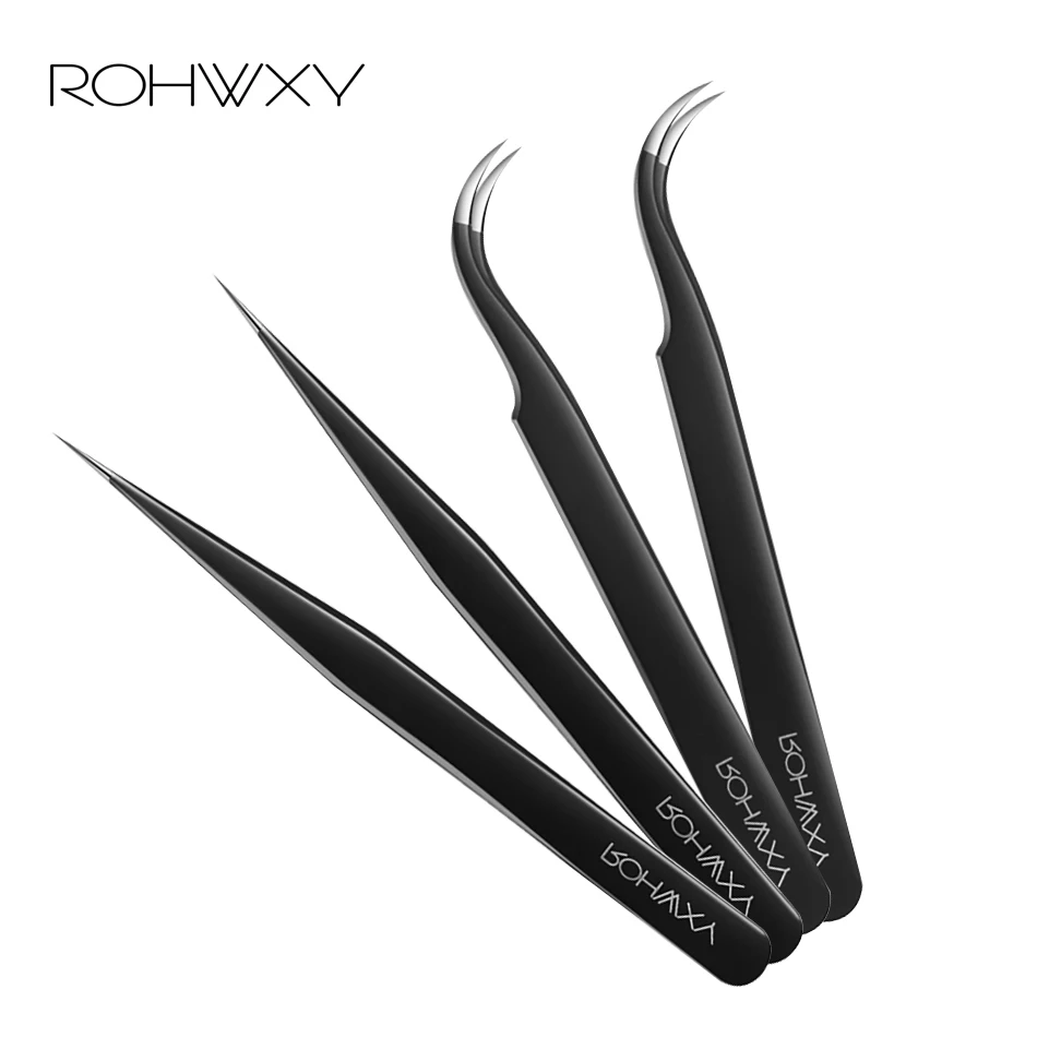 Пинцет для наращивания ресниц ROHWXY из нержавеющей стали прямые изогнутые щипцы
