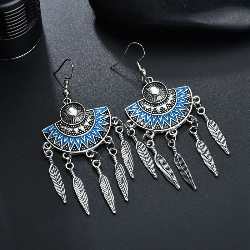 SexeMara Boho Винтаж Этническая большой серьги с кисточками для женщин Мода 2019