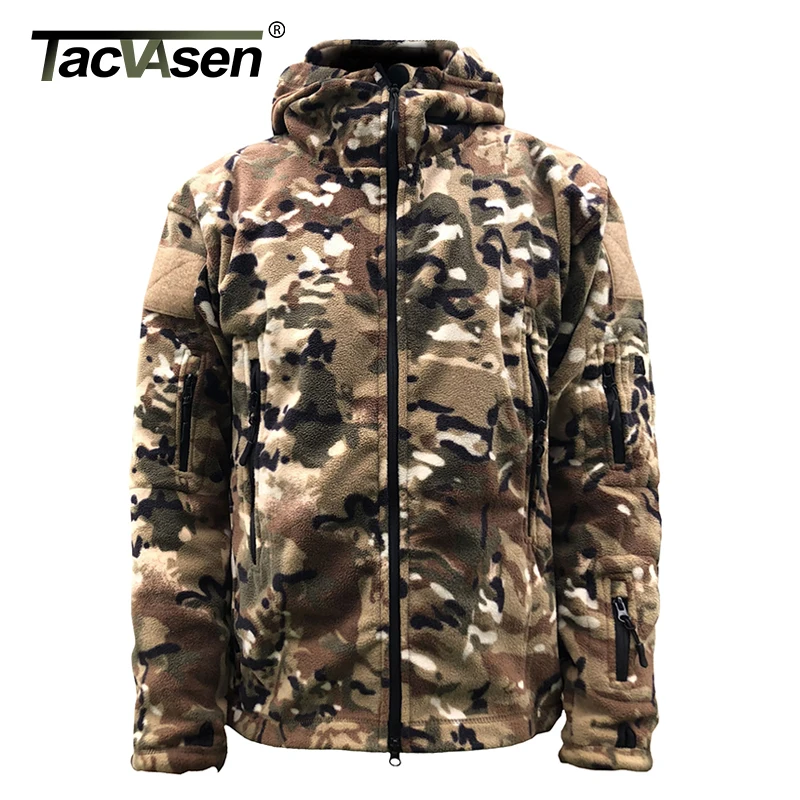 TACVASEN Новая мужская зимняя Военная флисовая куртка Теплая мужская тактическая куртка камуфляжная теплая куртка с капюшоном пальто верхняя одежда