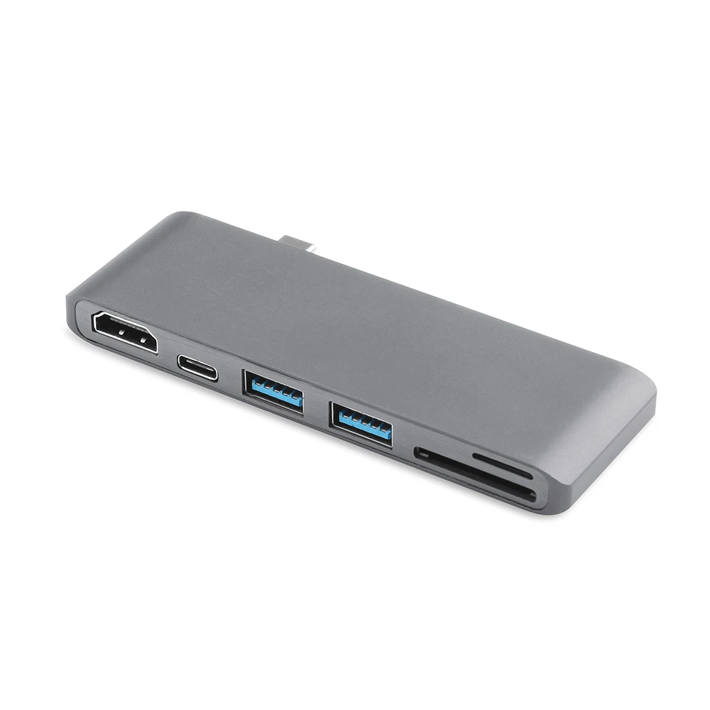 Grey 6 в 1 USB C концентратор Многофункциональный Тип C адаптер к HDMI SD/Micro кард-ридер и 2 USB 3,0 порта для нового MacBook Pro 15 16 Air 13 - Цвет: Grey