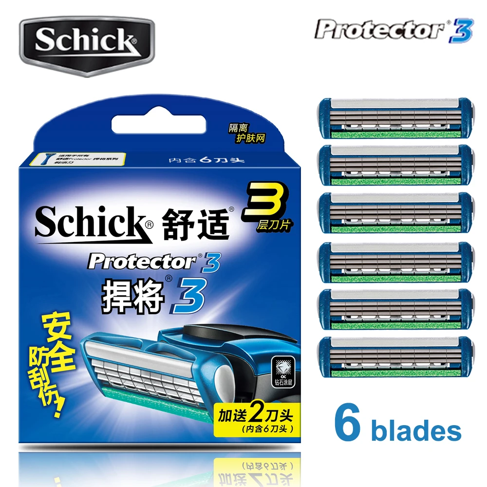6 Pcs/Lot Safety Blades Original New Schick Protector 3d Diamond Blade Pack Men Shaving Razor Replacement In Stock Free Shipping free shipping 100pcs lot new imh23 in stock