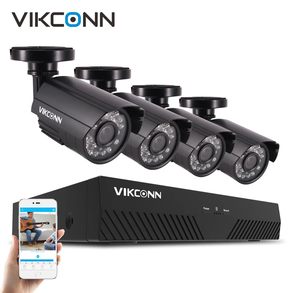 VIKCONN 4CH Система охранной камеры 1080P Full HD система видеонаблюдения 4 шт. 2.0MP AHD камера