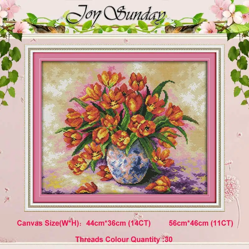 Роза Орхидея Лилия тюльпан ваза для цветов с маками 11CT 14CT Набор для вышивания крестиком DIY DMC Набор для вышивания крестиком рукоделие домашний декор