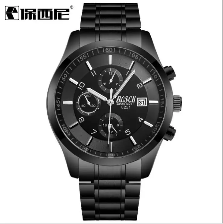 Men Watch Watchband Stainless Steel Wrist Watches Male Calendar Clock Brand Quartz Movement sports luminous waterproof Relogio | Наручные