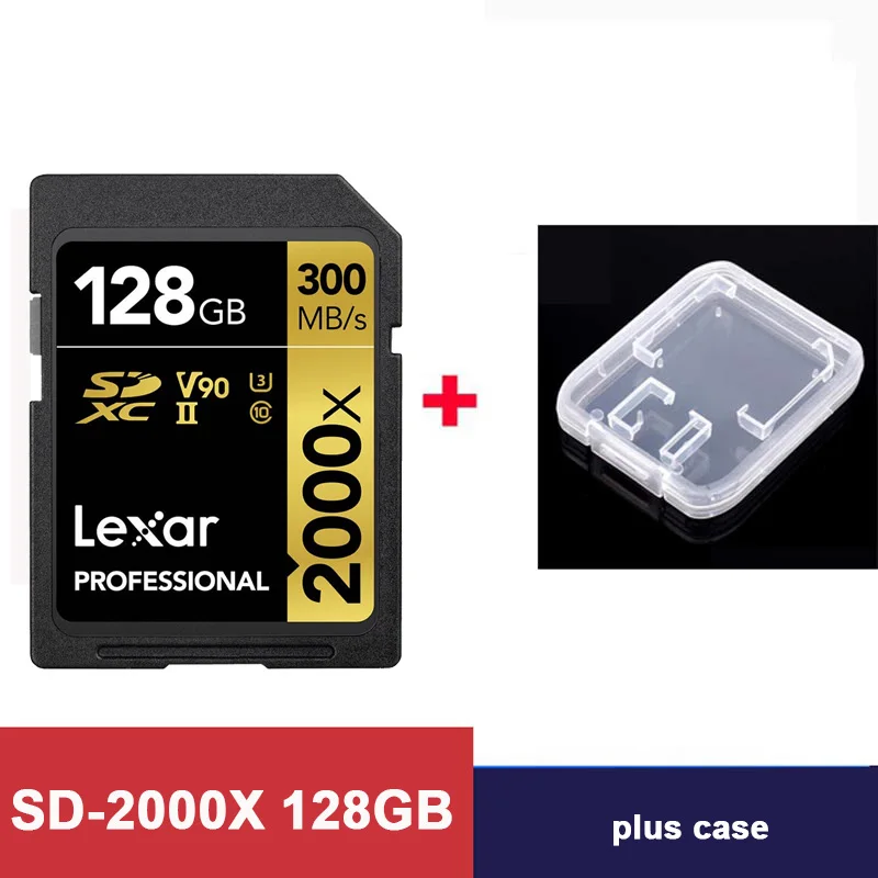 2000X-128G-plus-case Оригинальная флеш-карта памяти Lexar SD, ограниченная серия, флеш-накопитель 2000x300 mb/s, SDHC/SDXC, UHS-II, класс 10, карты для цифровой зеркальной камеры 3d 4k - Емкость: 2000X-128G-plus-case