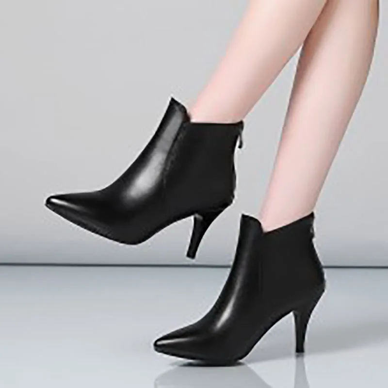 Новые модные туфли коллекция 2018 года сезон весна-осень ботильоны из воловьей