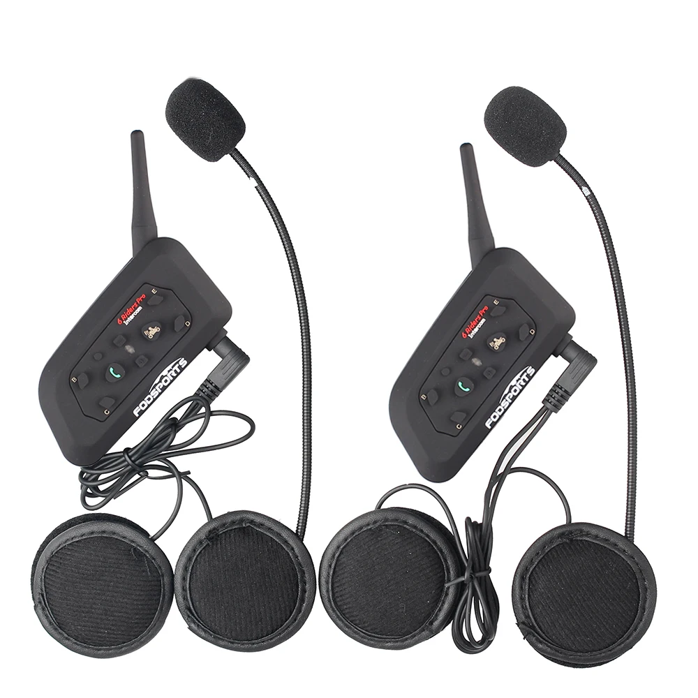 Новые мягкие наушники! 2 шт V6-1200 Pro мотоциклетный шлем bluetooth гарнитура домофон для 6 всадников BT переговорные стерео музыка