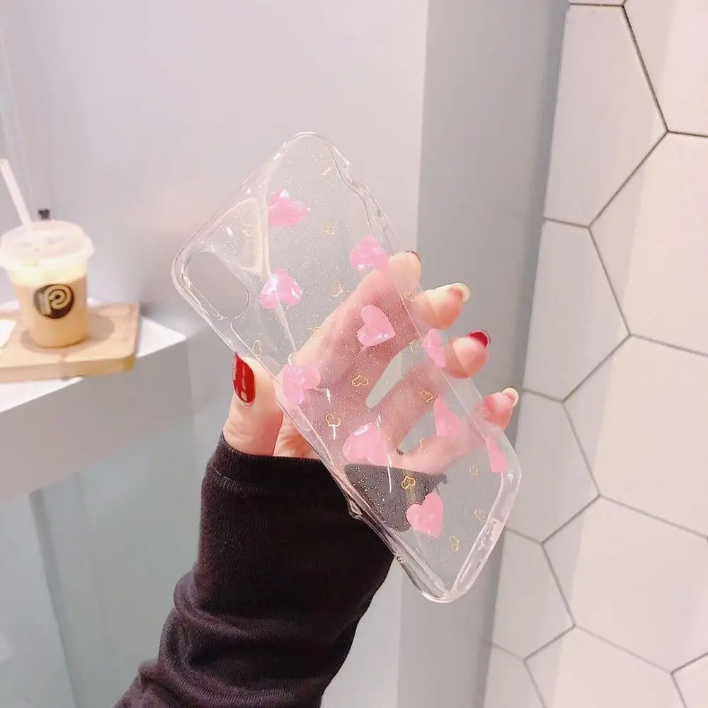 PEIPEN Silicone Glitter Bling Phone Case Fundas For Apple iphone 6 6S 7 8 Plus X XR XS MAX Cute Love Heart Soft Coque Cover | Мобильные