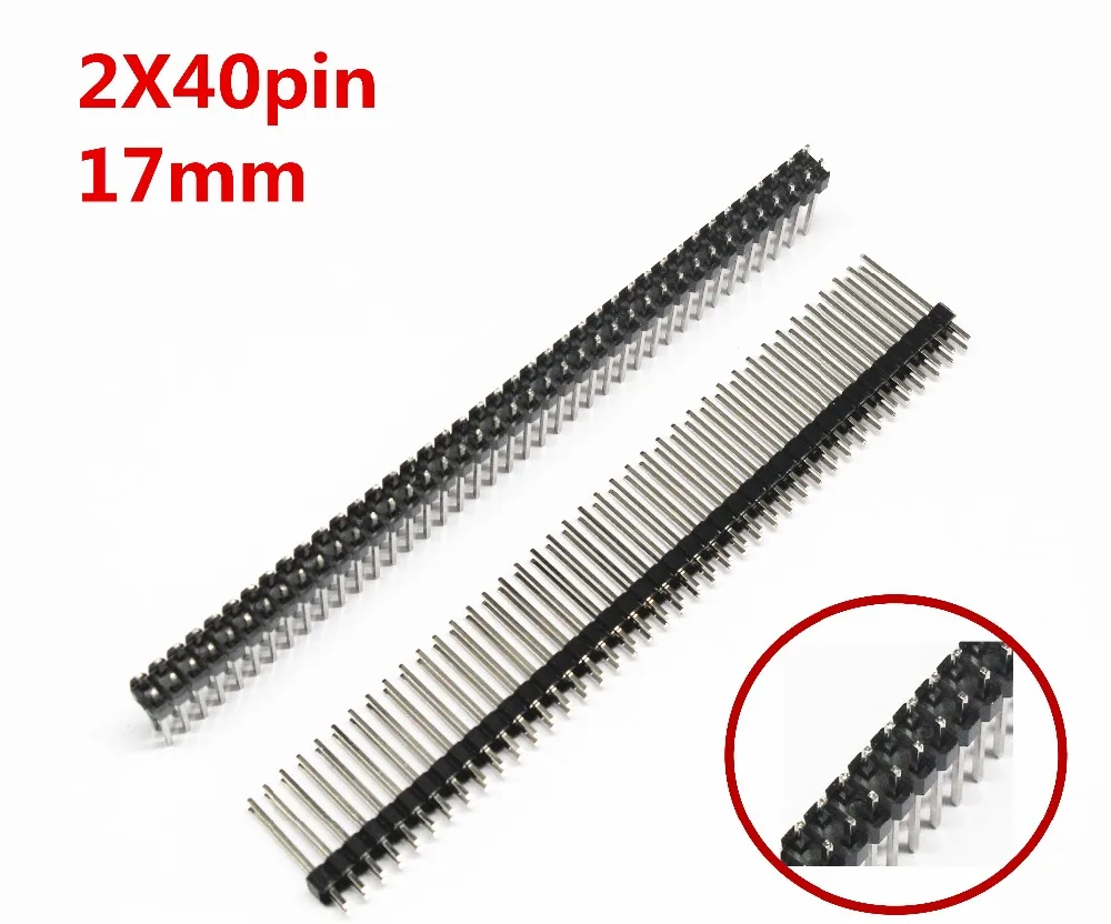 5 шт. 2X40 PIN двойная линия Мужской 2 54 мм Шаг 17 длиной штыревой разъем полосы 2X40PIN 2*40 40