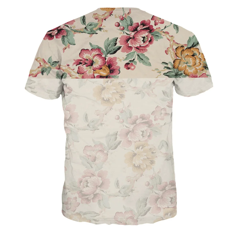 Летний стиль 2017 г. футболка Для мужчин Повседневное цветы 3D принт Футболки топы