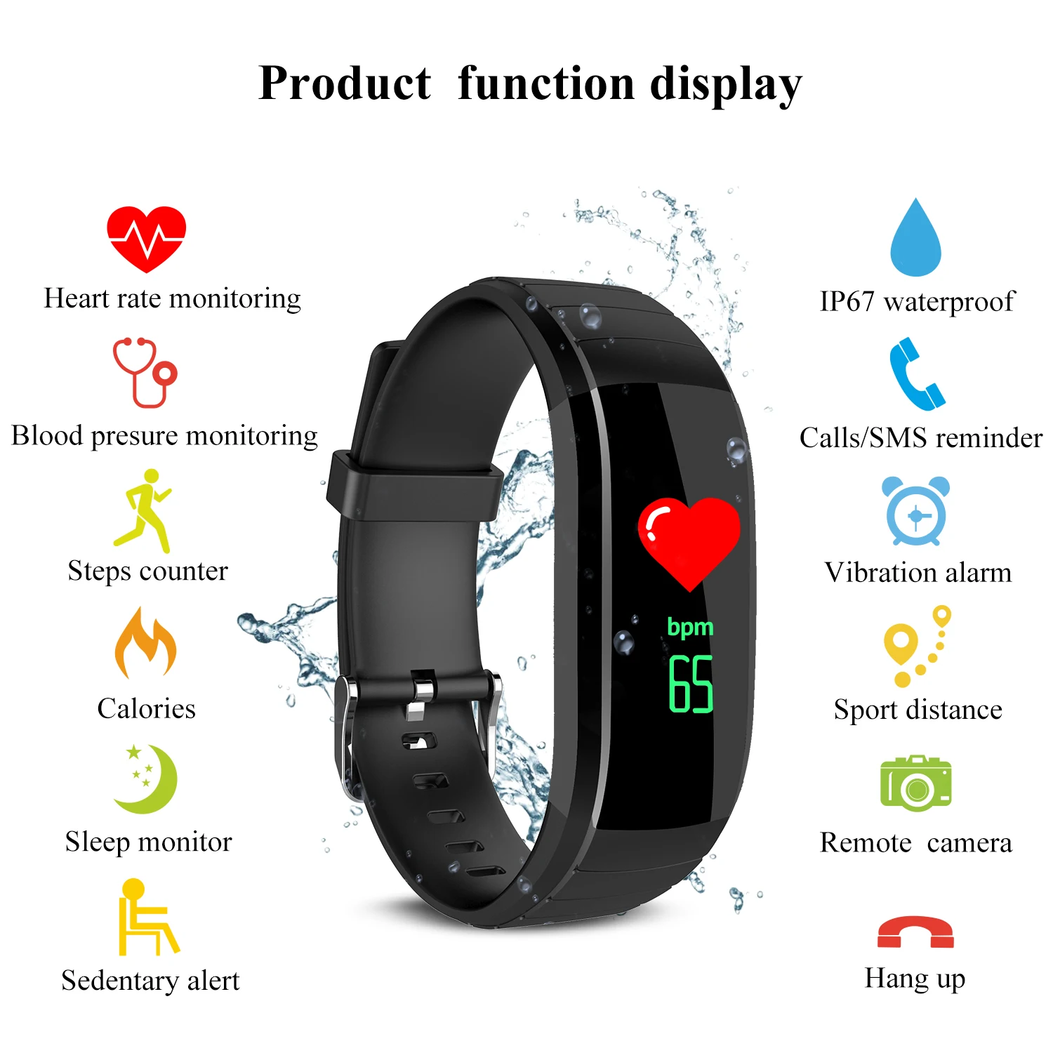 Betreasure UPX Smart Wristband Blood Pressure/Heart Rate Monitor Fitness Bracelet Bluetooth Color Screen Movement Band | Электроника
