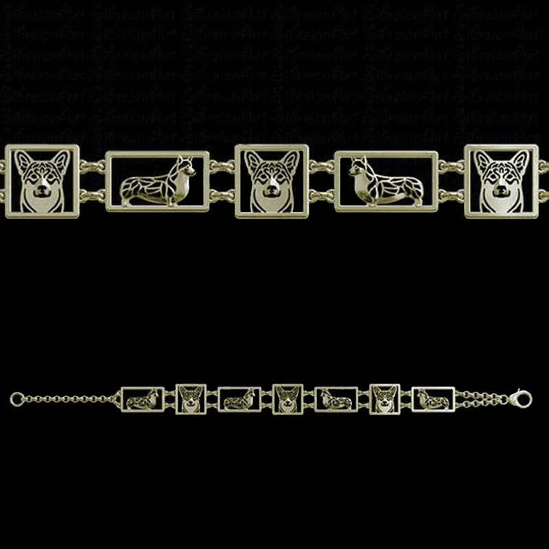 Pembroke Welsh Corgi квадратные рамки браслет Pet dog Jewelry|Цепочки и браслеты| |