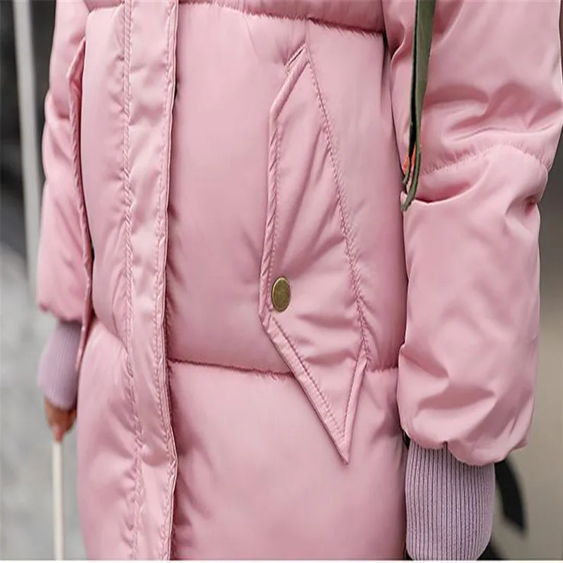 Plus Size 3XL 2018 Fashion Winter Women Thicken Parkas Medium-Long Hooded Large Fur Collar Down Cotton Jacket Warm OuterwearQ418 | Женская