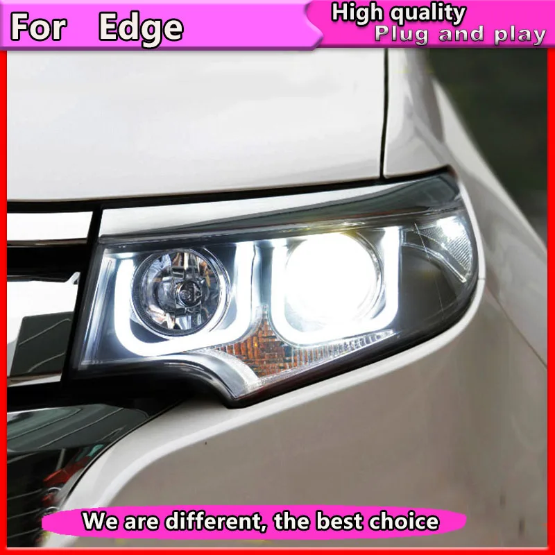 Автомобильный Стайлинг в сборе для FORD EDGE светодиодный фары 2010-2014 bi xenon lens Double U DRL H7